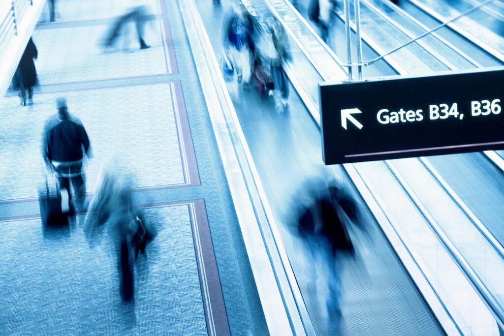 Busy airport scene